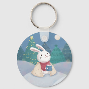 Merry Christmas: Bunny Illustration Key Ring