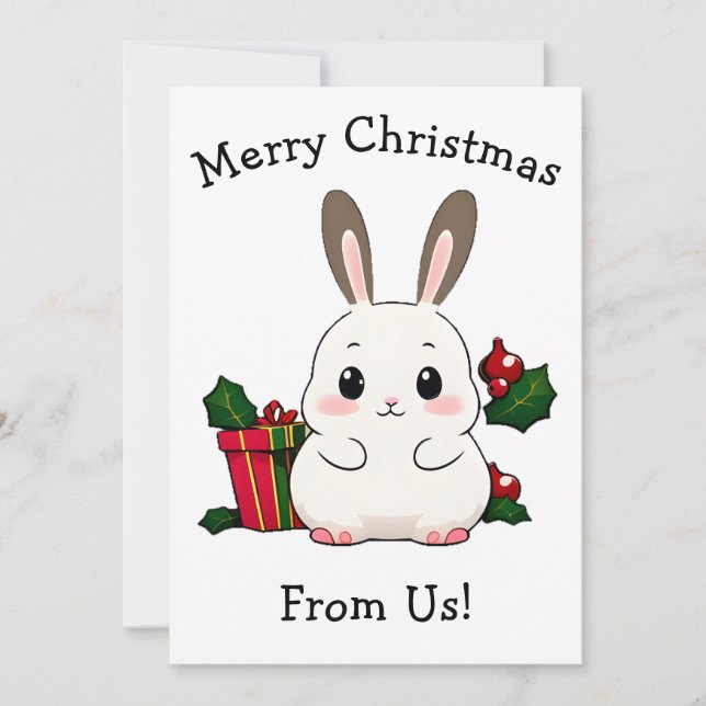 Merry Christmas Bunny One Holiday Card (Front)