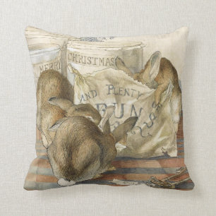 Merry Christmas Bunny Rabbits Cushion