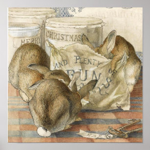 Merry Christmas Bunny Rabbits Poster