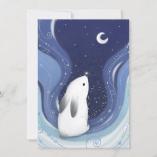 Merry Christmas: Bunny, the Moon & Stars Holiday Card