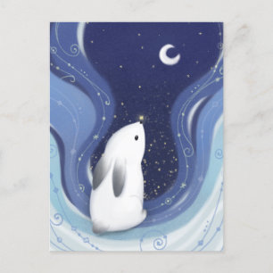 Merry Christmas: Bunny, the Moon & Stars Postcard