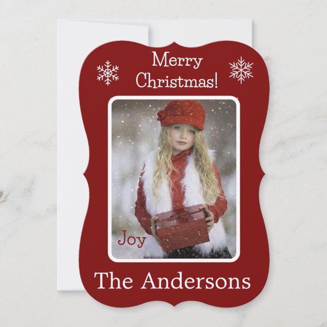 Merry Christmas Burgundy Add Photo Holiday Card (Front)