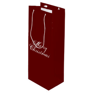 Merry Christmas burgundy maroon elegant script Wine Gift Bag