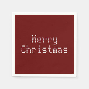 "Merry Christmas" burgundy white holiday paper Napkin