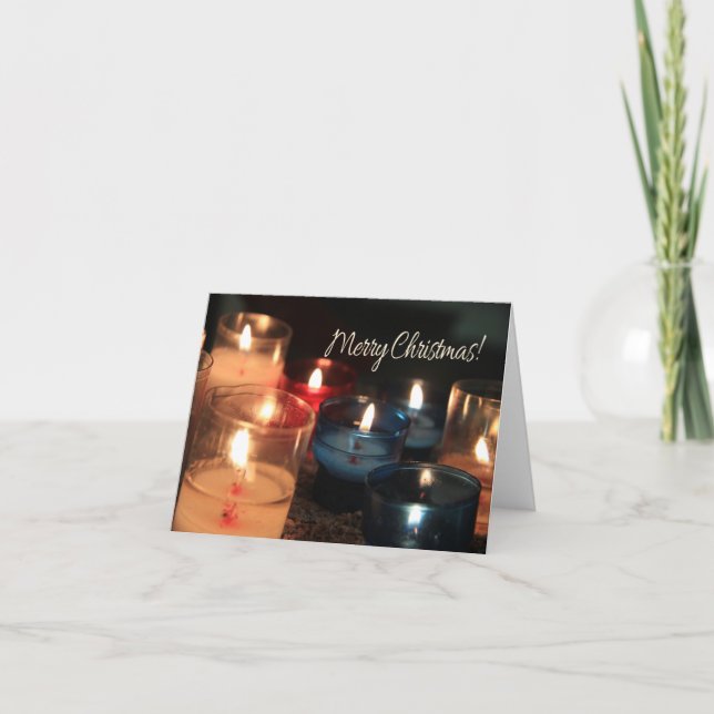 Merry Christmas  Burning candles christmas Holiday Card (Front)