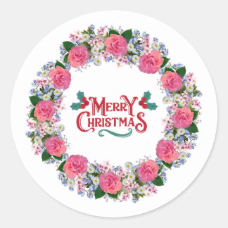 Merry Christmas business card Classic Round Sticker