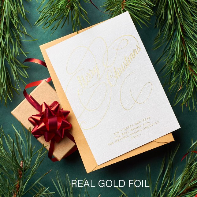 Merry Christmas business corporate elegant Foil Holiday Card (Creator Uploaded)