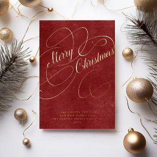 Merry Christmas business corporate non-photo Foil Holiday Card
