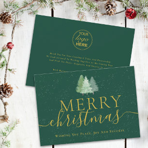 Merry Christmas Business logo Modern Fir Trees Holiday Card