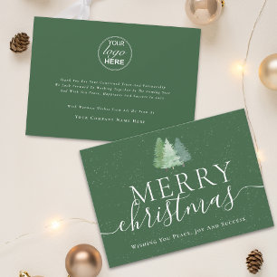 Merry Christmas Business logo Modern Fir Trees Holiday Card