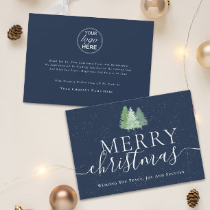 Merry Christmas Business logo Modern Fir Trees Holiday Card