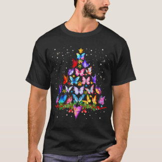 Merry Christmas Butterfly Tree T-Shirt
