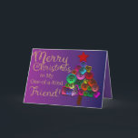Merry Christmas Buttons Tree One-of-a-Kind Friend Holiday Card<br><div class="desc">Do you have a special friend who adds flavour to your life? If so, this card is for that friend! A button Christmas tree provides a quirky and crafty element to the sentiment on the face of the card. The inside text can be changed to suit your own sentiment. Send...</div>