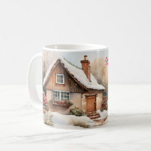 Merry Christmas Cabin in snowy landscape Coffee Mug