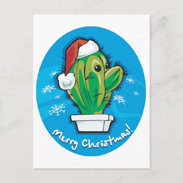 Merry Christmas Cactus Holiday Postcard (Front)