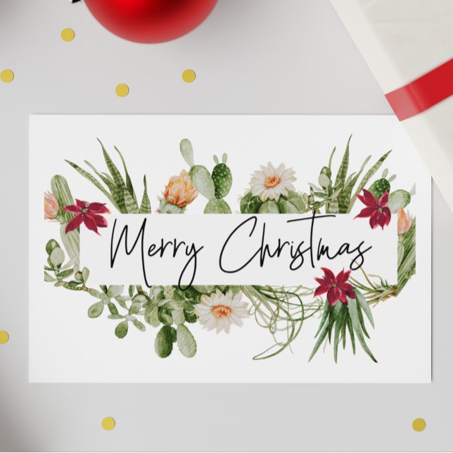 Merry Christmas Cactus Succulent Southwest  Postcard (Creator Uploaded)