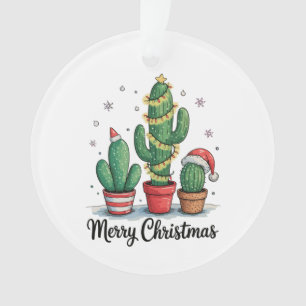 Merry Christmas Cactus Tree Festive Xmas Lights Ornament