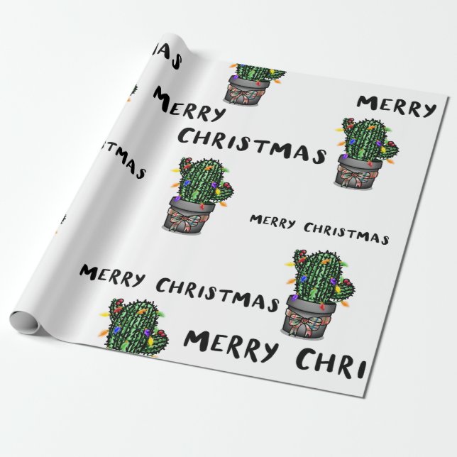 Merry Christmas Cactus Wrapping paper (Unrolled)