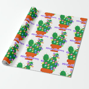 merry christmas cactus wrapping paper