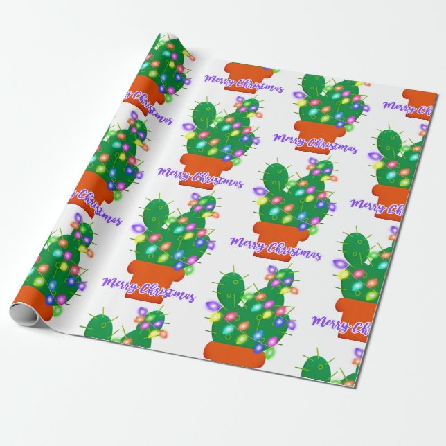 merry christmas cactus wrapping paper (Unrolled)