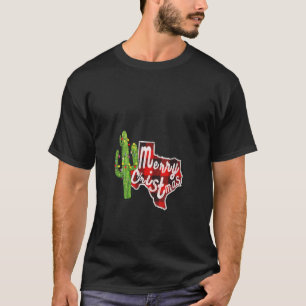 Merry Christmas Cactus Xmas Tree Lights Texas Buff T-Shirt