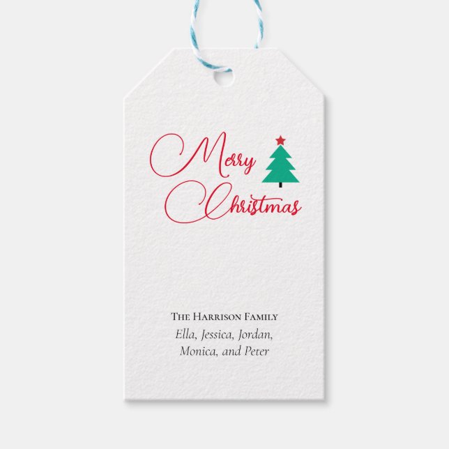 Merry Christmas Calligraphy Customisable  Gift Tags (Front)