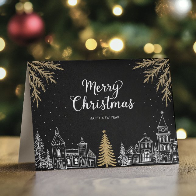 Merry Christmas Calligraphy Holiday Folded Card (Creator Uploaded)