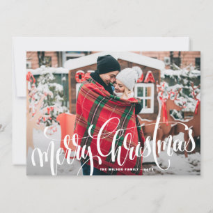 Merry Christmas Calligraphy Overlay Photo Holiday Card