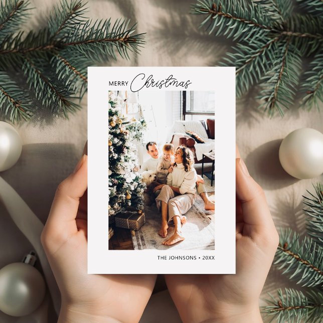 Merry Christmas Calligraphy Photo Holiday Card (Creator Uploaded)