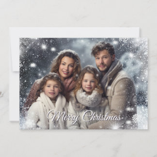 Merry Christmas Calligraphy Photo Holiday Card