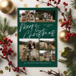 Merry Christmas Calligraphy Photo Magnetic Card<br><div class="desc">Green Merry Christmas Calligraphy Photo Magnetic Card features modern calligrapy script on the front,  along with five photos,  and a festive Christmas plaid on the back.</div>