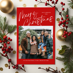 Merry Christmas Calligraphy Photo Magnetic Card