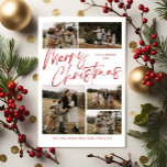 Merry Christmas Calligraphy Photo Magnetic Card<br><div class="desc">Merry Christmas Calligraphy Photo Magnetic Card features modern calligrapy script on the front,  along with five photos,  and a festive Christmas plaid on the back.</div>