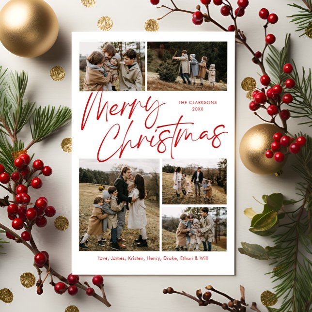 Merry Christmas Calligraphy Photo Magnetic Card (Creator Uploaded)