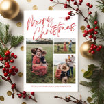 Merry Christmas Calligraphy Photo Magnetic Card<br><div class="desc">Merry Christmas Calligraphy Photo Magnetic Card features modern calligrapy script on the front,  along with three photos,  and a festive Christmas plaid on the back.</div>