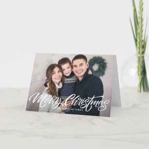 Merry Christmas Calligraphy Photo Overlay Holiday Card