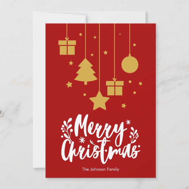 Merry Christmas Calligraphy Red Christmas Card (Front)