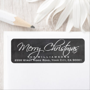 Merry Christmas Calligraphy Script Chalkboard Return Address Label