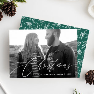 Merry Christmas Calligraphy Script Overlay Photo Holiday Card