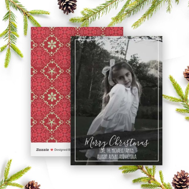 Merry Christmas Calligraphy Script Simple Photo Holiday Card (Creator Uploaded)