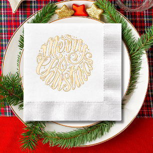 Merry Christmas Calligraphy Script Typography  Foil Napkins