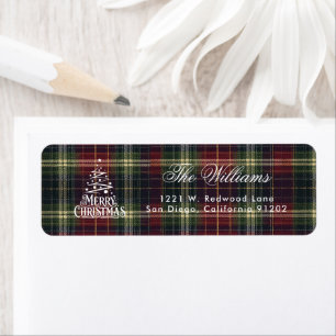 Merry Christmas Calligraphy Tree Return Address Label