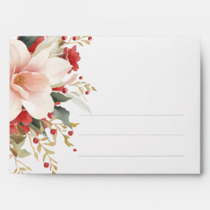 Merry Christmas Calligraphy Watercolor Floral Envelope