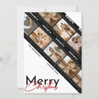 Merry Christmas Camera Film Classic Collage Photo Holiday Card