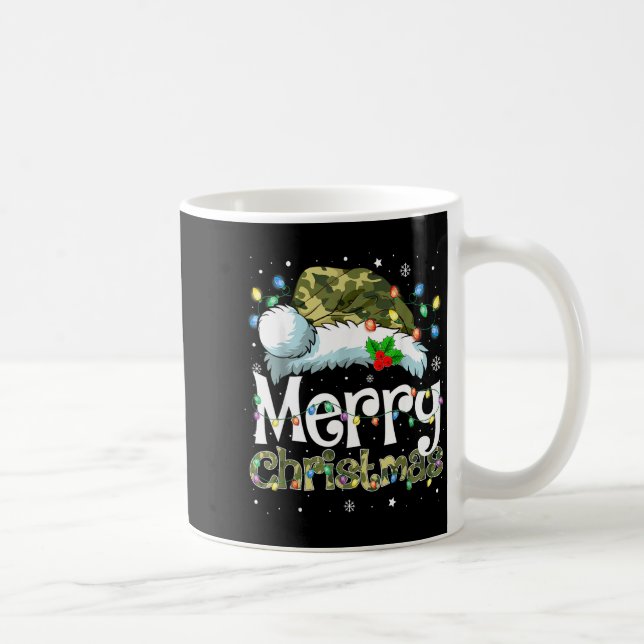Merry Christmas Camouflage Santa Hat Xmas Family M Coffee Mug (Right)