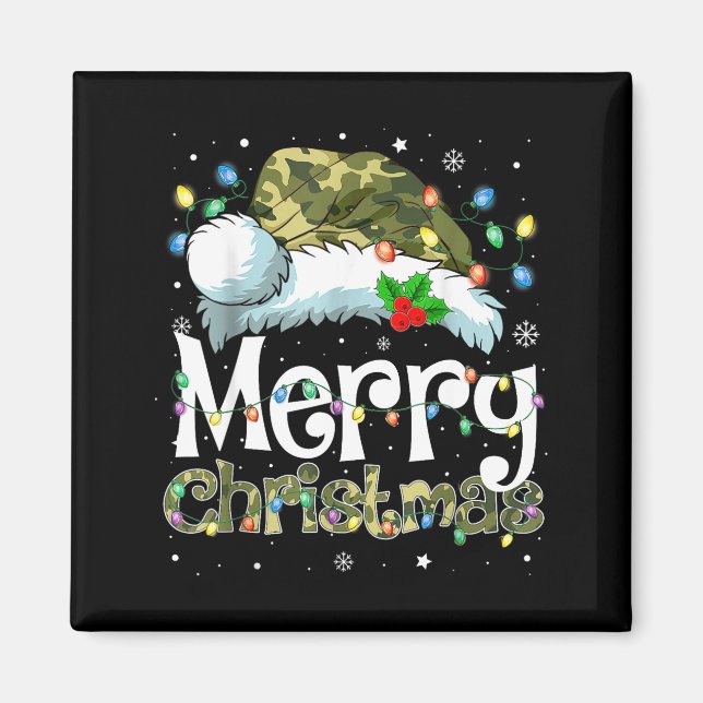 Merry Christmas Camouflage Santa Hat Xmas Family M Magnet (Front)