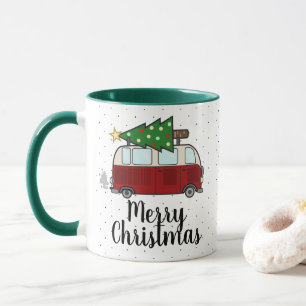 Merry Christmas Camper Hauling Tree Mug
