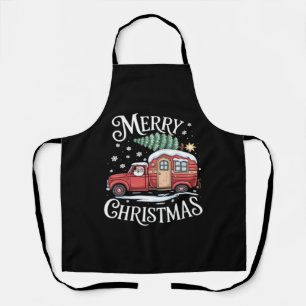Merry Christmas Camping Cute Santa Claus Truck Ess Apron