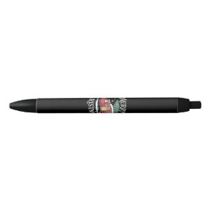 Merry Christmas Camping Cute Santa Claus Truck Ess Black Ink Pen
